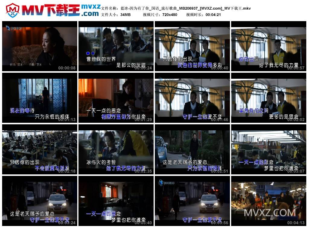 蓝冰-因为有了你_国语_流行歌曲_MB206937